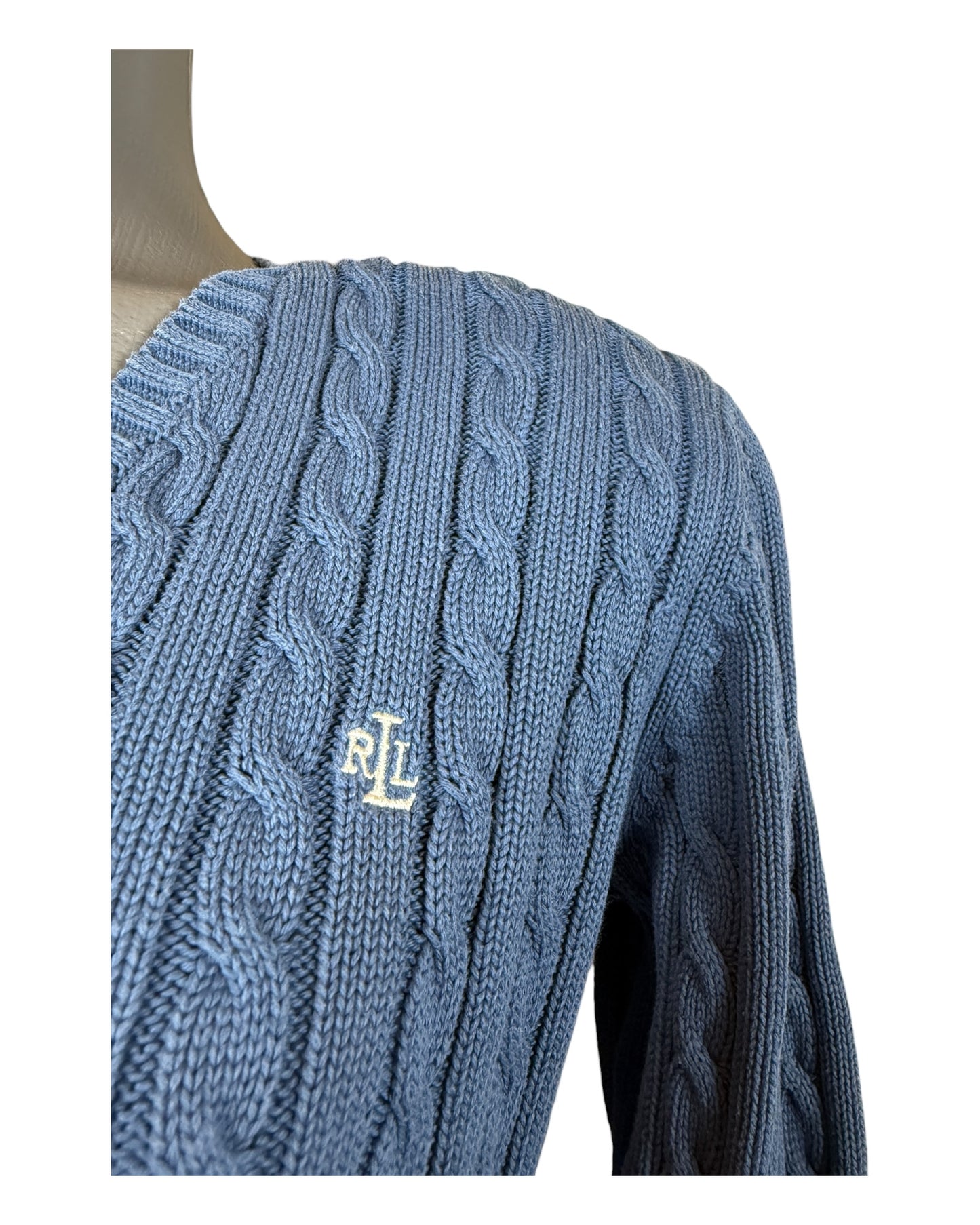 Polo Ralph Lauren Zopfmuster Pullover blau Größe M