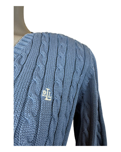 Polo Ralph Lauren Zopfmuster Pullover blau Größe M