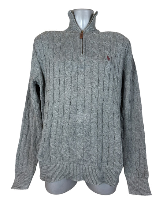 Polo Ralph Lauren Zopfmuster Pullover grau Größe M