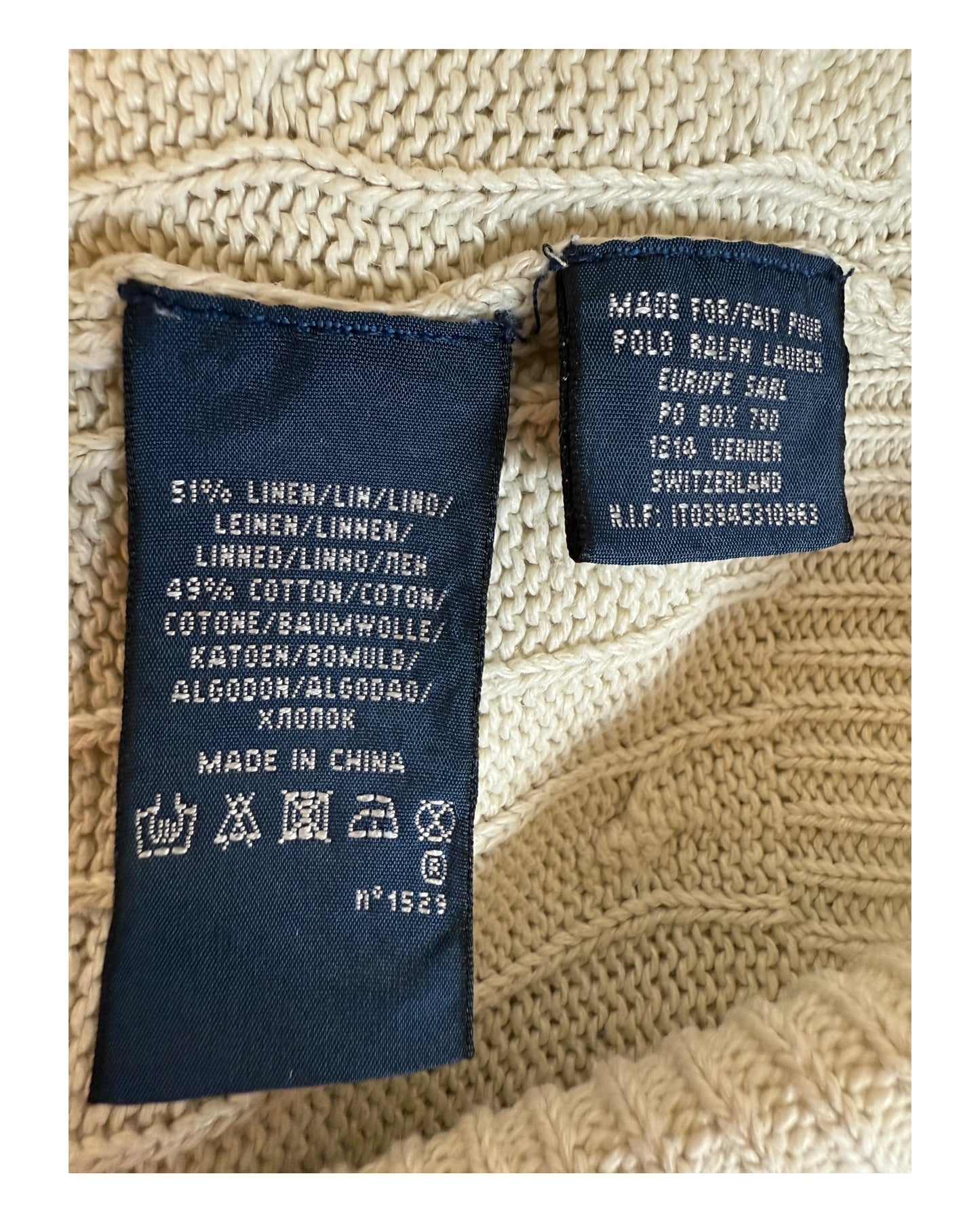 Polo Ralph Lauren Zopfmuster Pullover weiß Größe M