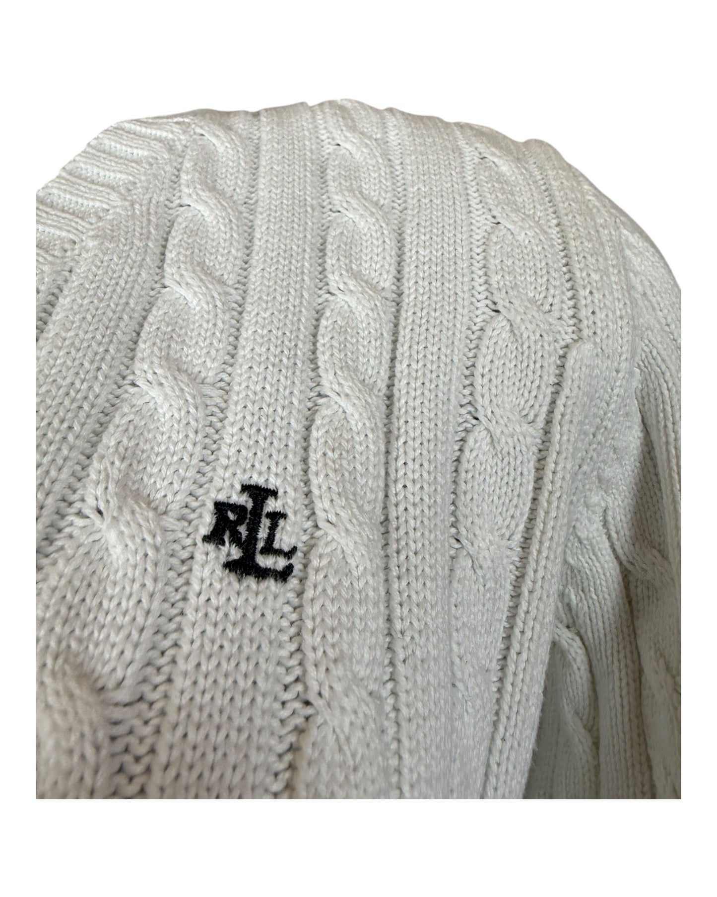 Polo Ralph Lauren Zopfmuster Pullover weiß Größe S