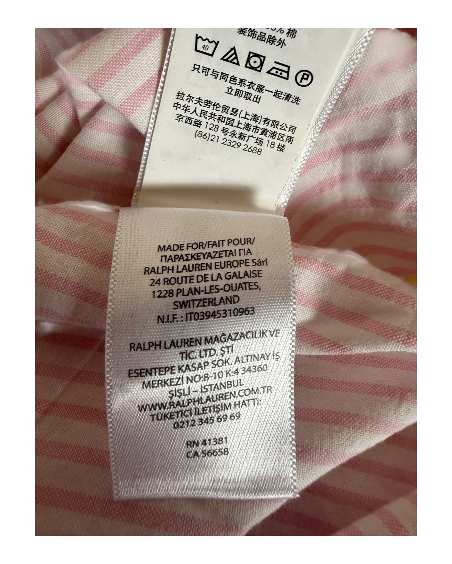 Polo Ralph Lauren Oxford Bluse rosa weiß gestreift Größe S