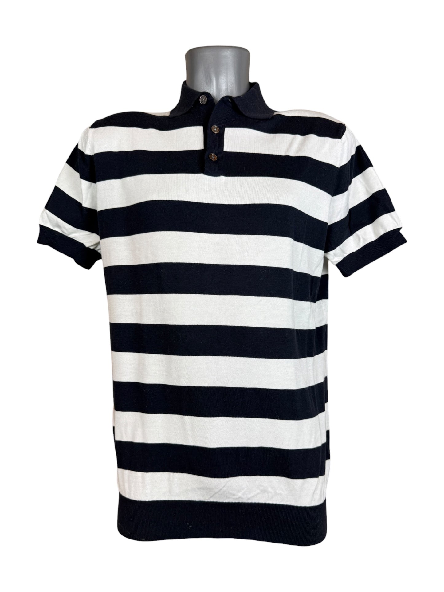 Suit Supply Poloshirt schwarz weiß gestreift Größe L