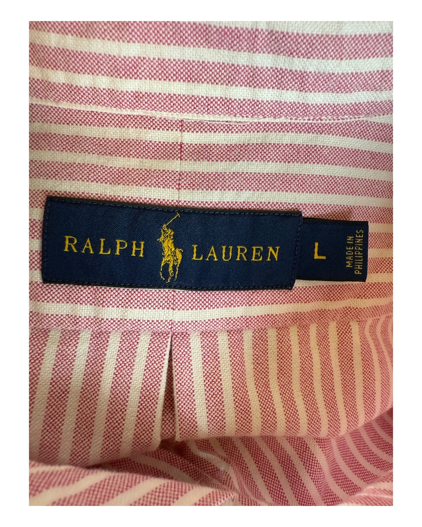 Polo Ralph Lauren Oxfordhemd rosa weiß gestreift Größe L