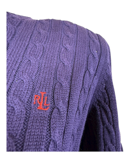 Polo Ralph Lauren Zopfmuster Pullover Lila Größe M