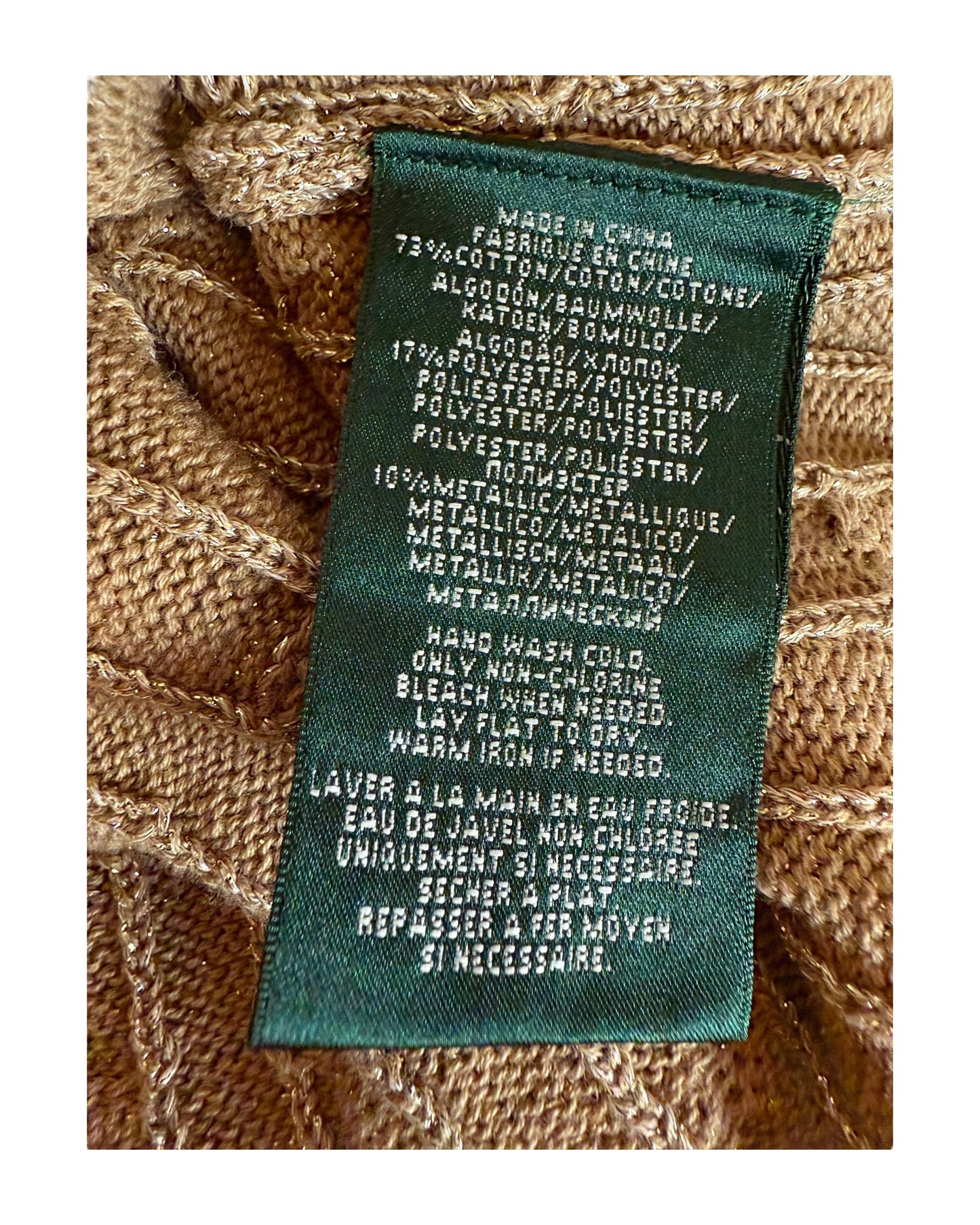 Polo Ralph Lauren Zopfmuster Pullover gold Größe S