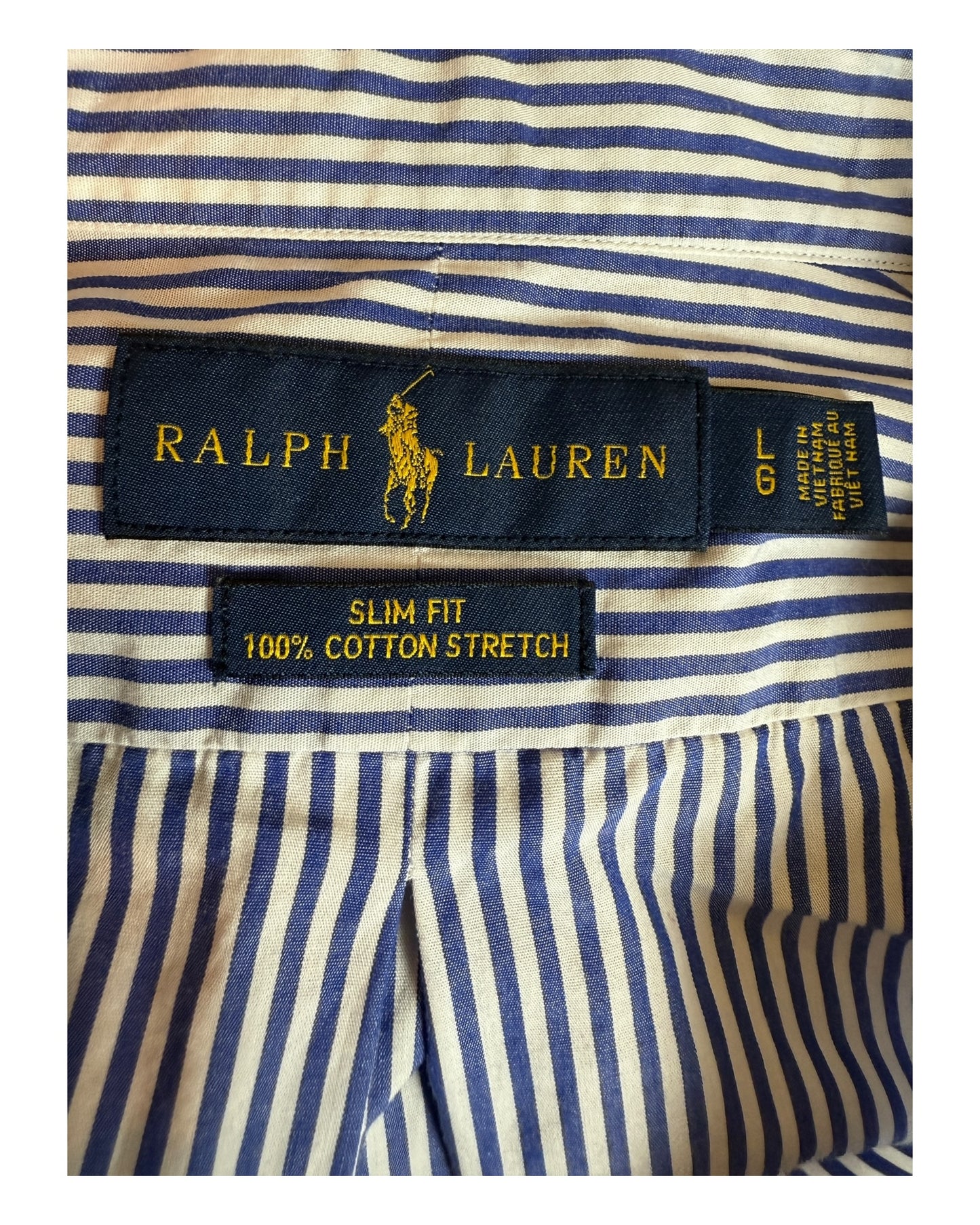 Polo Ralph Lauren Hemd blau weiß gestreift Größe L