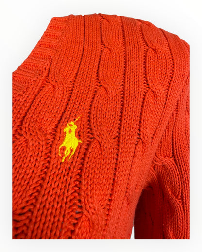 Polo Ralph Lauren Zopfmuster Pullover orange Größe S