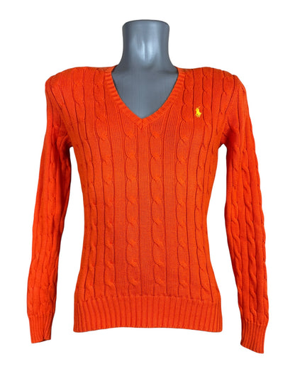 Polo Ralph Lauren Zopfmuster Pullover orange Größe S