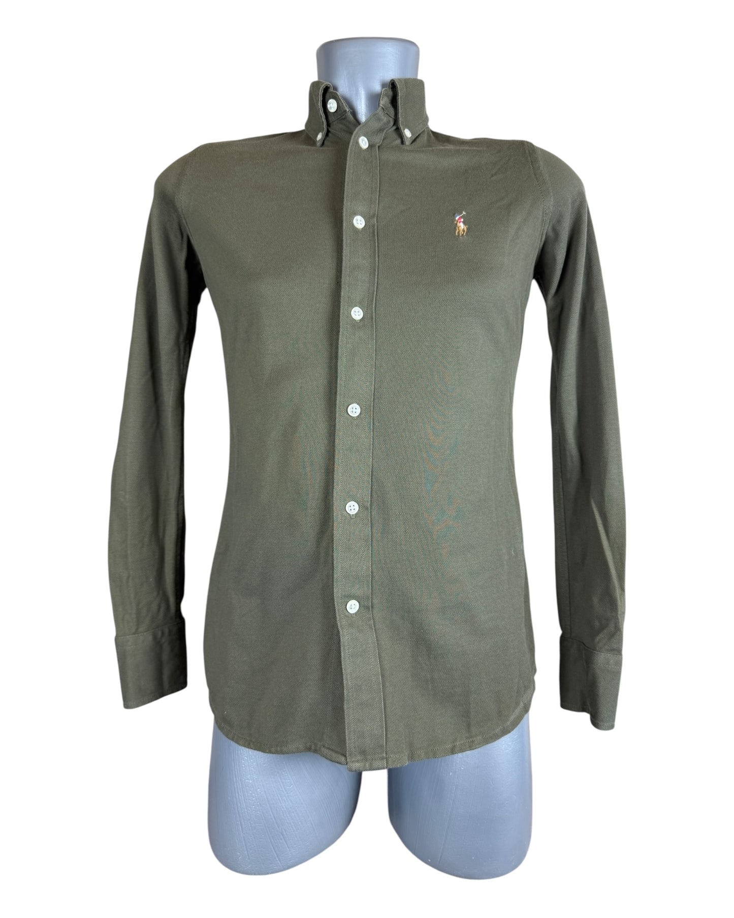 Polo Ralph Lauren Knit Oxford Bluse khaki Größe S