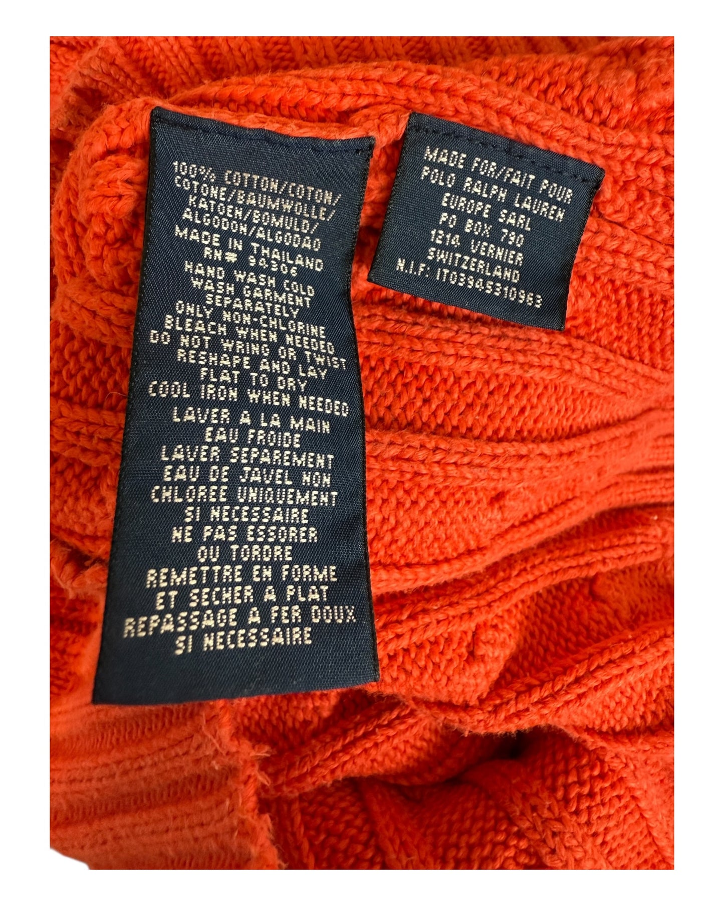Polo Ralph Lauren Zopfmuster Pullover orange Größe M