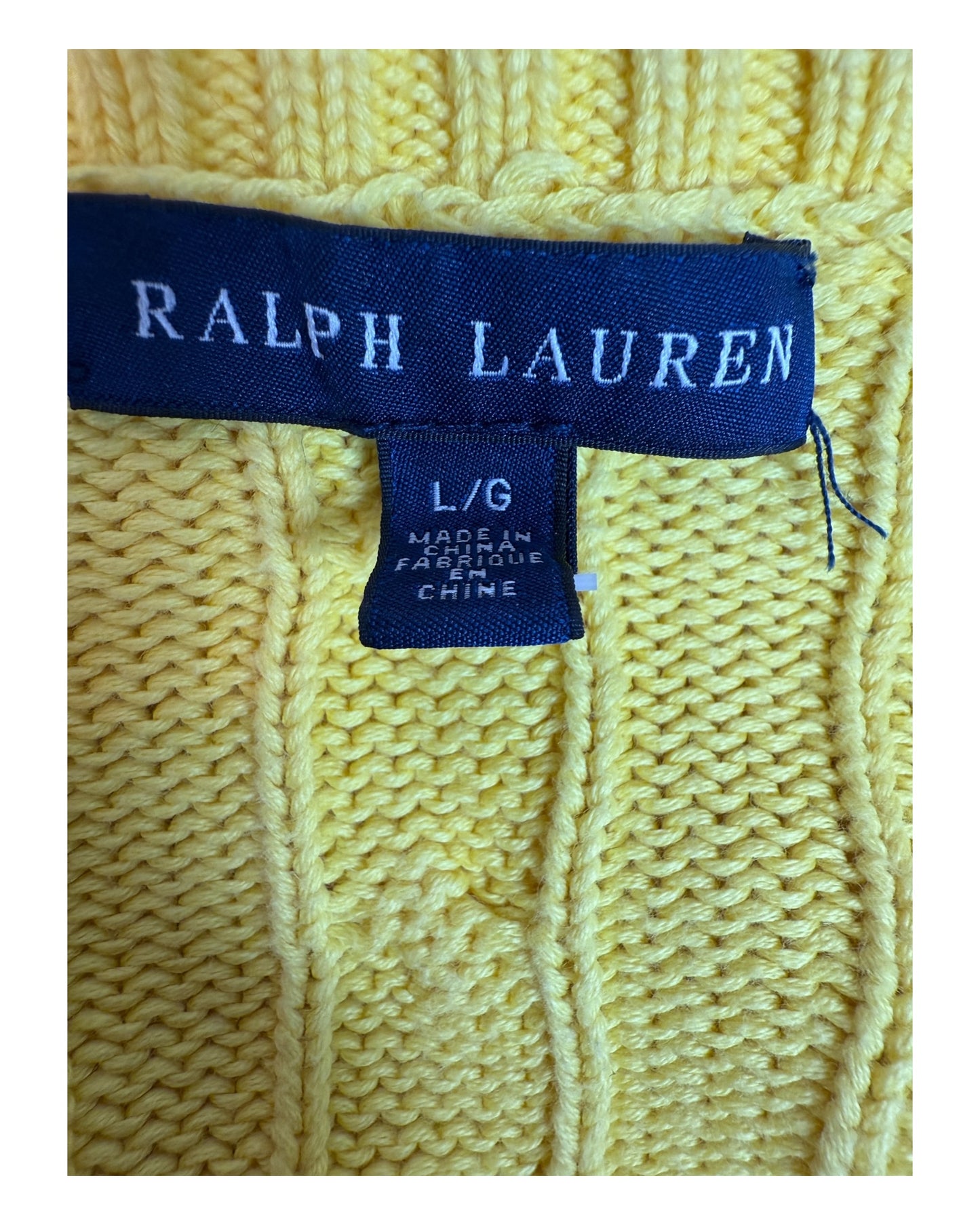 Polo Ralph Lauren Zopfmuster Pullover gelb Größe L