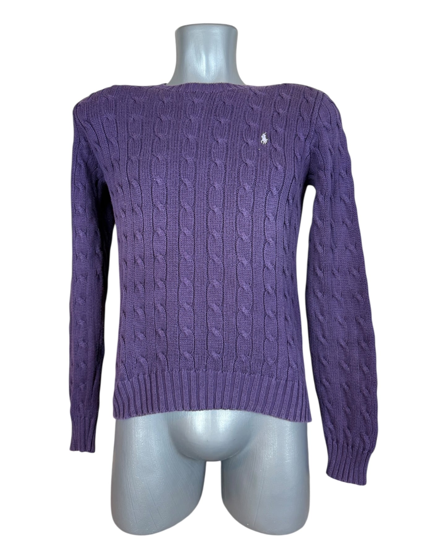 Polo Ralph Lauren Zopfmuster Pullover lila Größe M