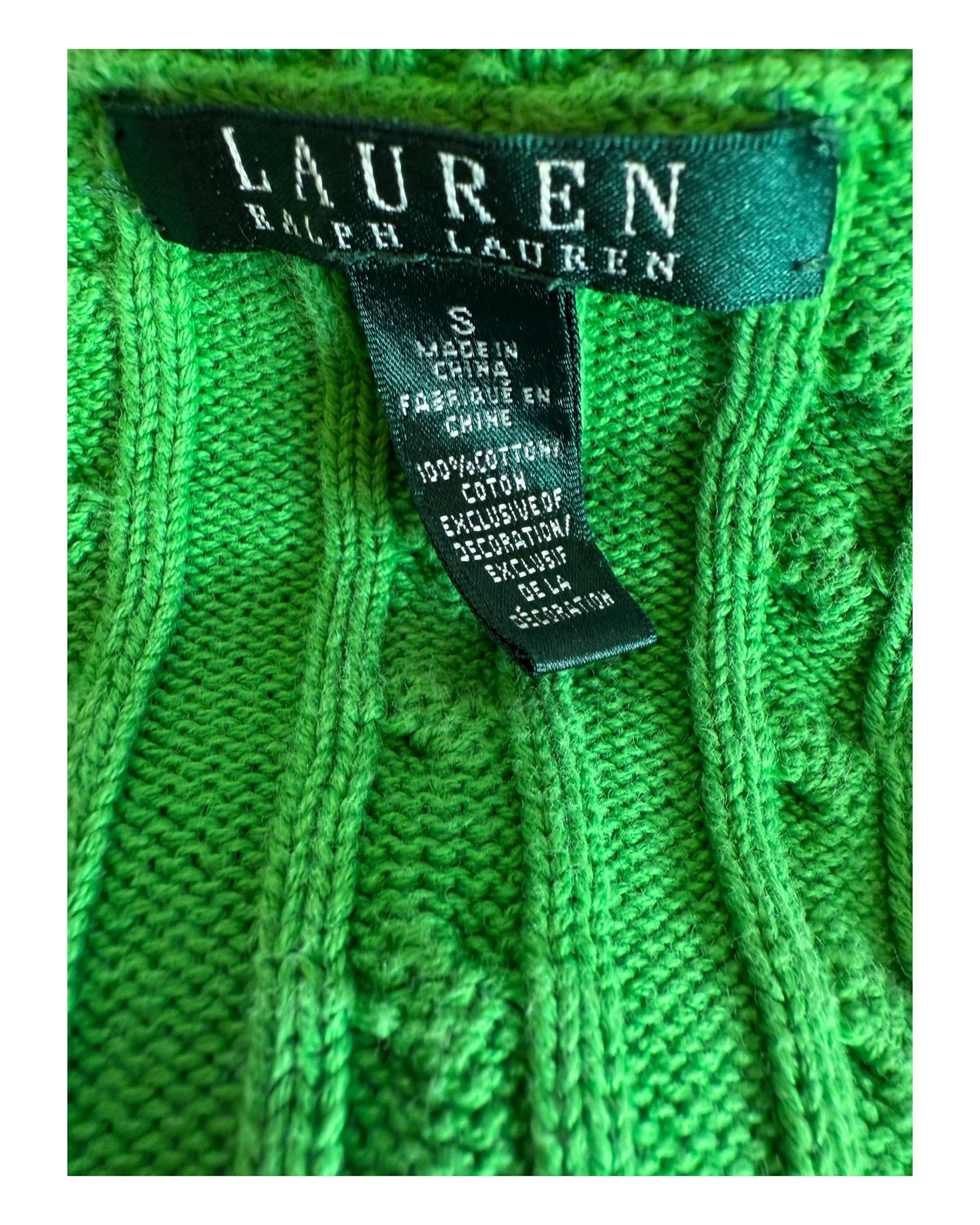 Polo Ralph Lauren Zopfmuster Pullover grün Größe S