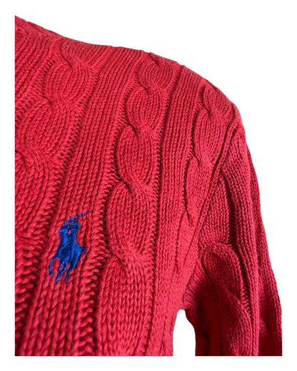Polo Ralph Lauren Zopfmuster Pullover rot Größe M