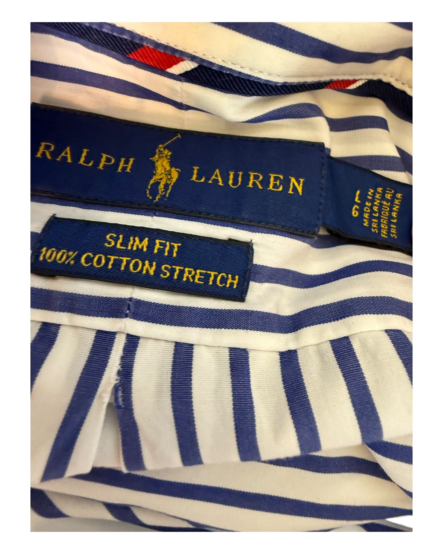 Polo Ralph Lauren Hemd blau weiß gestreift Größe L