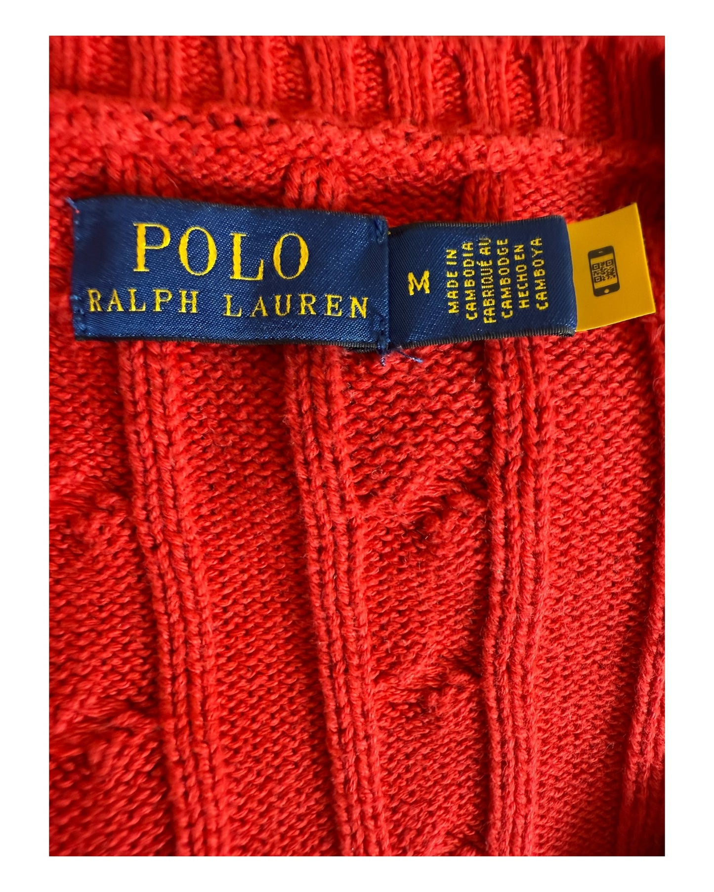 Polo Ralph Lauren Zopfmuster Pullover rot Größe M