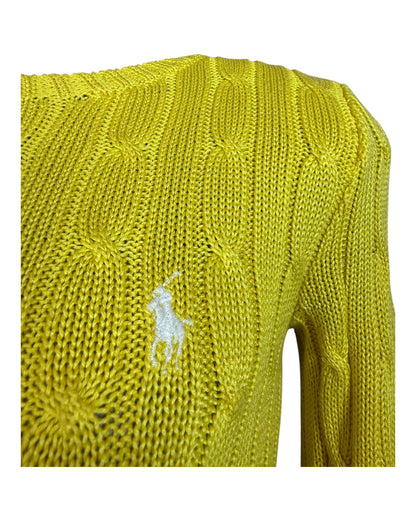 Polo Ralph Lauren Zopfmuster Pullover gelb Größe S