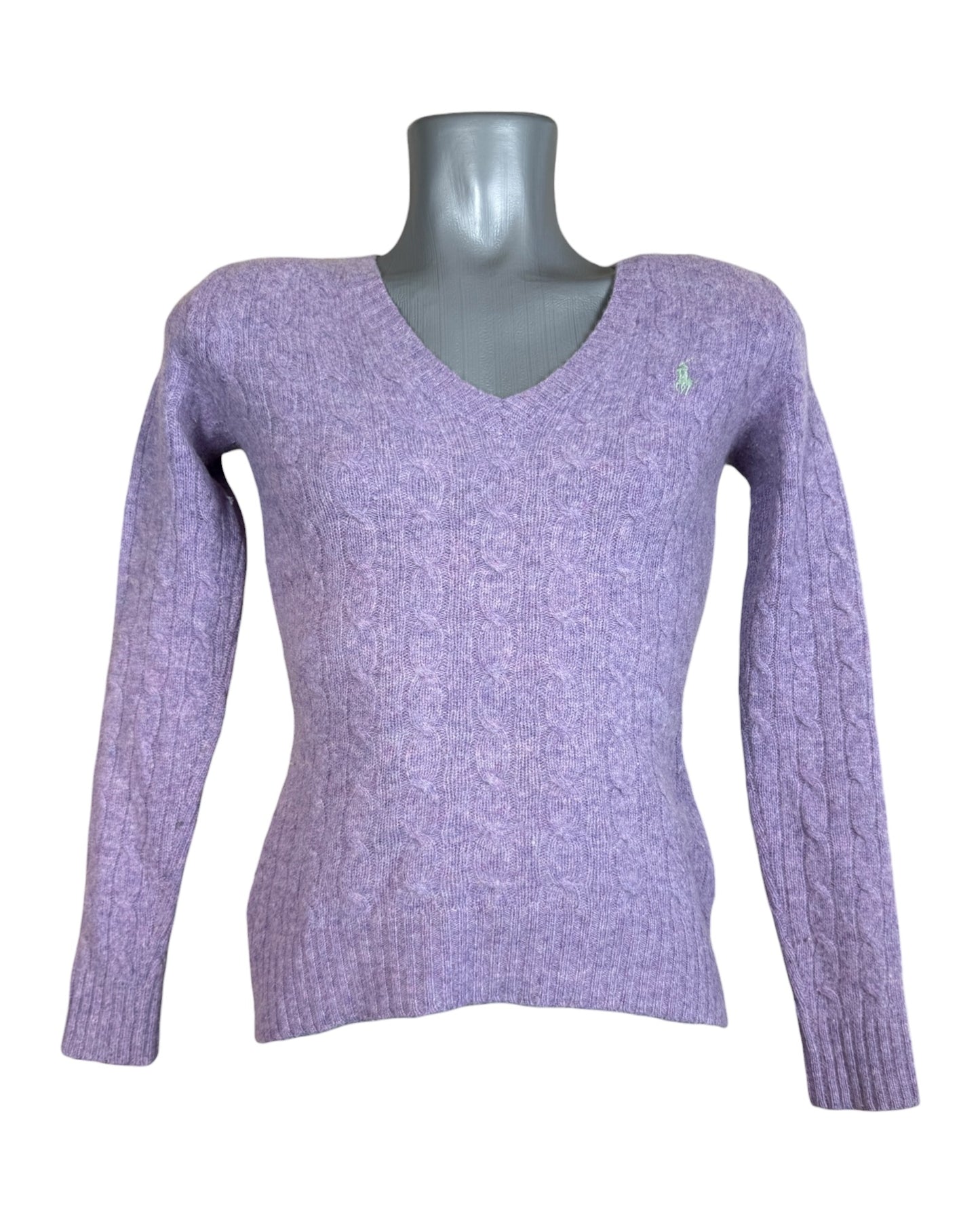 Polo Ralph Lauren Zopfmuster Pullover lila Größe S