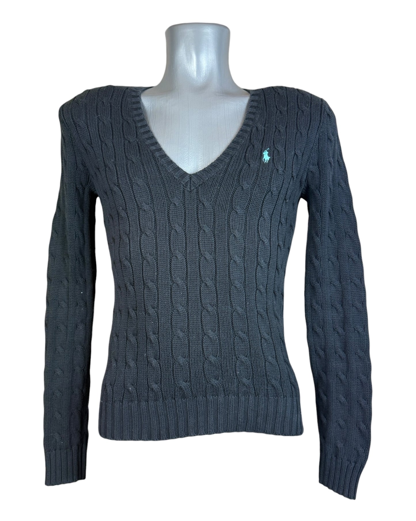 Polo Ralph Lauren Zopfmuster Pullover schwarz Größe M