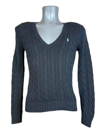 Polo Ralph Lauren Zopfmuster Pullover schwarz Größe M