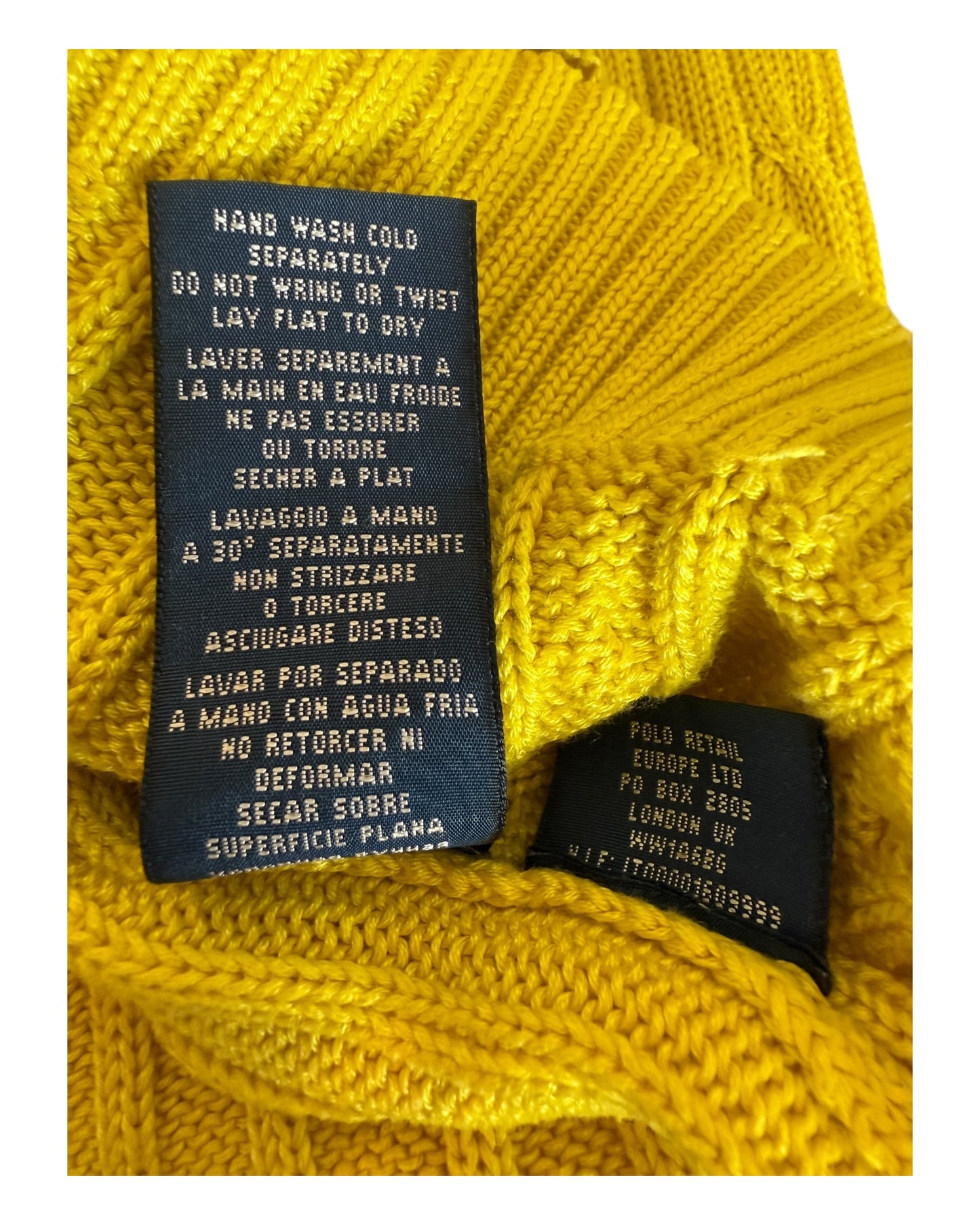 Polo Ralph Lauren Zopfmuster Pullover gelb Größe S