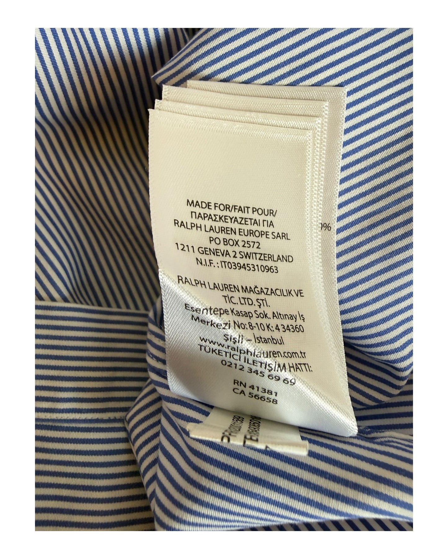 Polo Ralph Lauren Hemd blau weiß gestreift Größe L