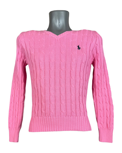 Polo Ralph Lauren Zopfmuster Pullover rosa Größe S