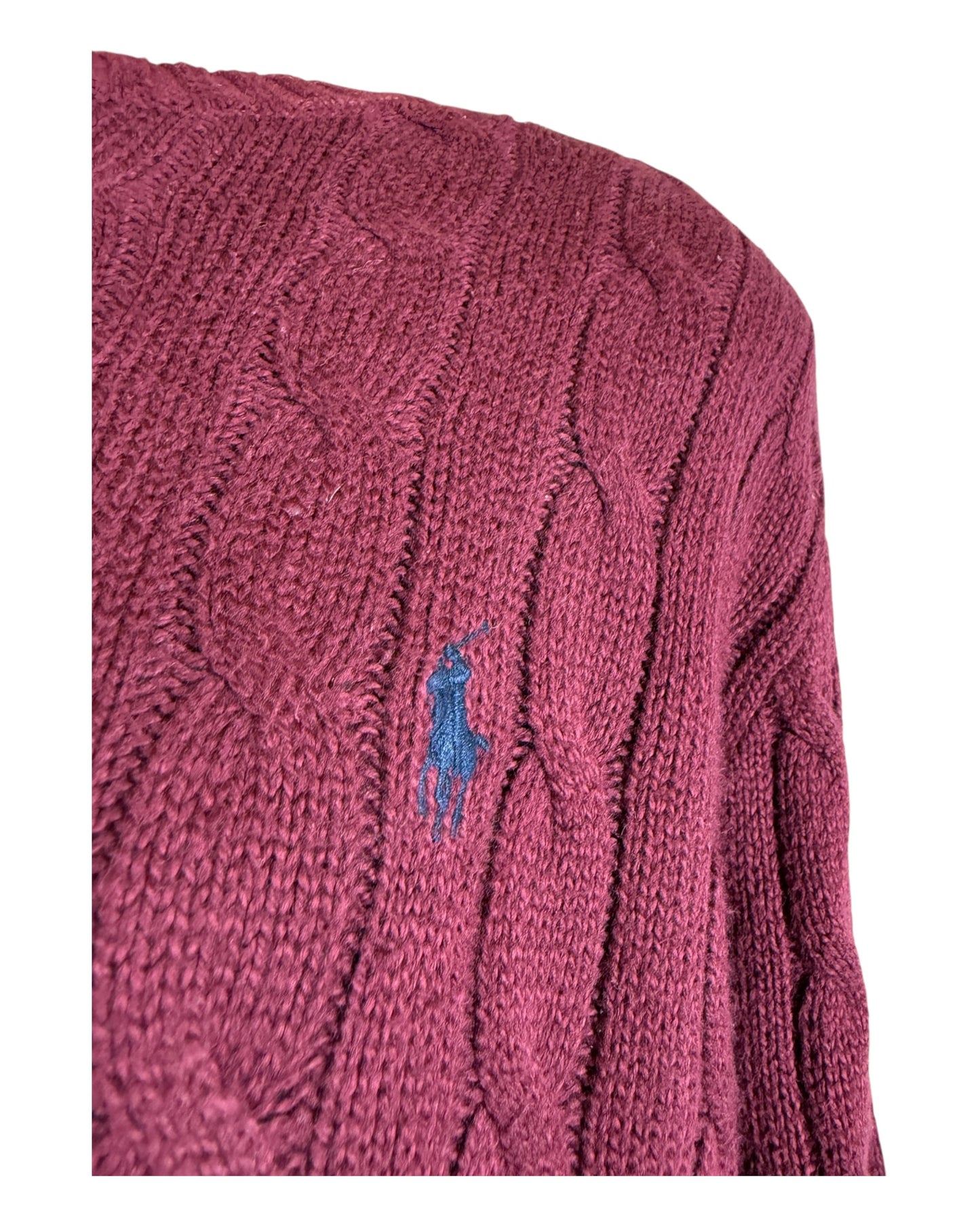 Polo Ralph Lauren Zopfmuster Pullover bordeauxrot Größe M