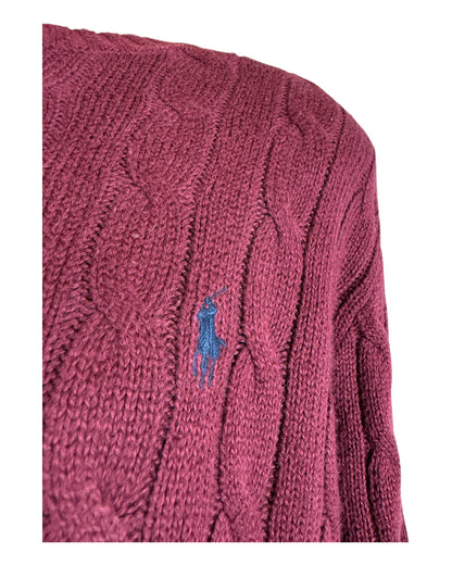 Polo Ralph Lauren Zopfmuster Pullover bordeauxrot Größe M