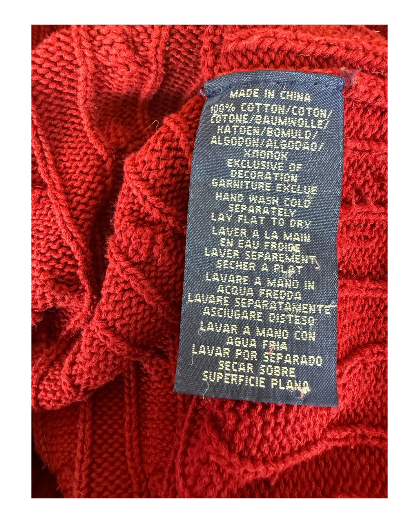Polo Ralph Lauren Zopfmuster Pullover rot Größe M