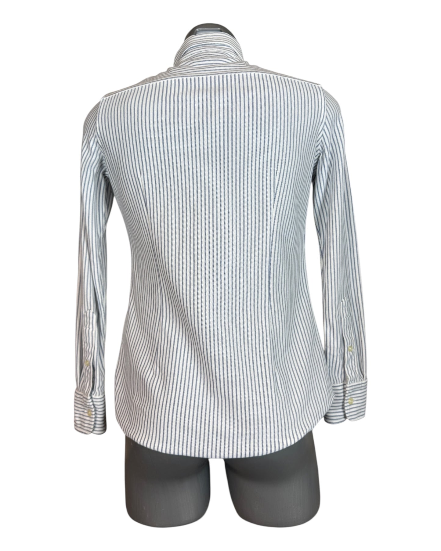 Polo Ralph Lauren Knit Oxford Bluse hellblau weiß gestreift Größe M