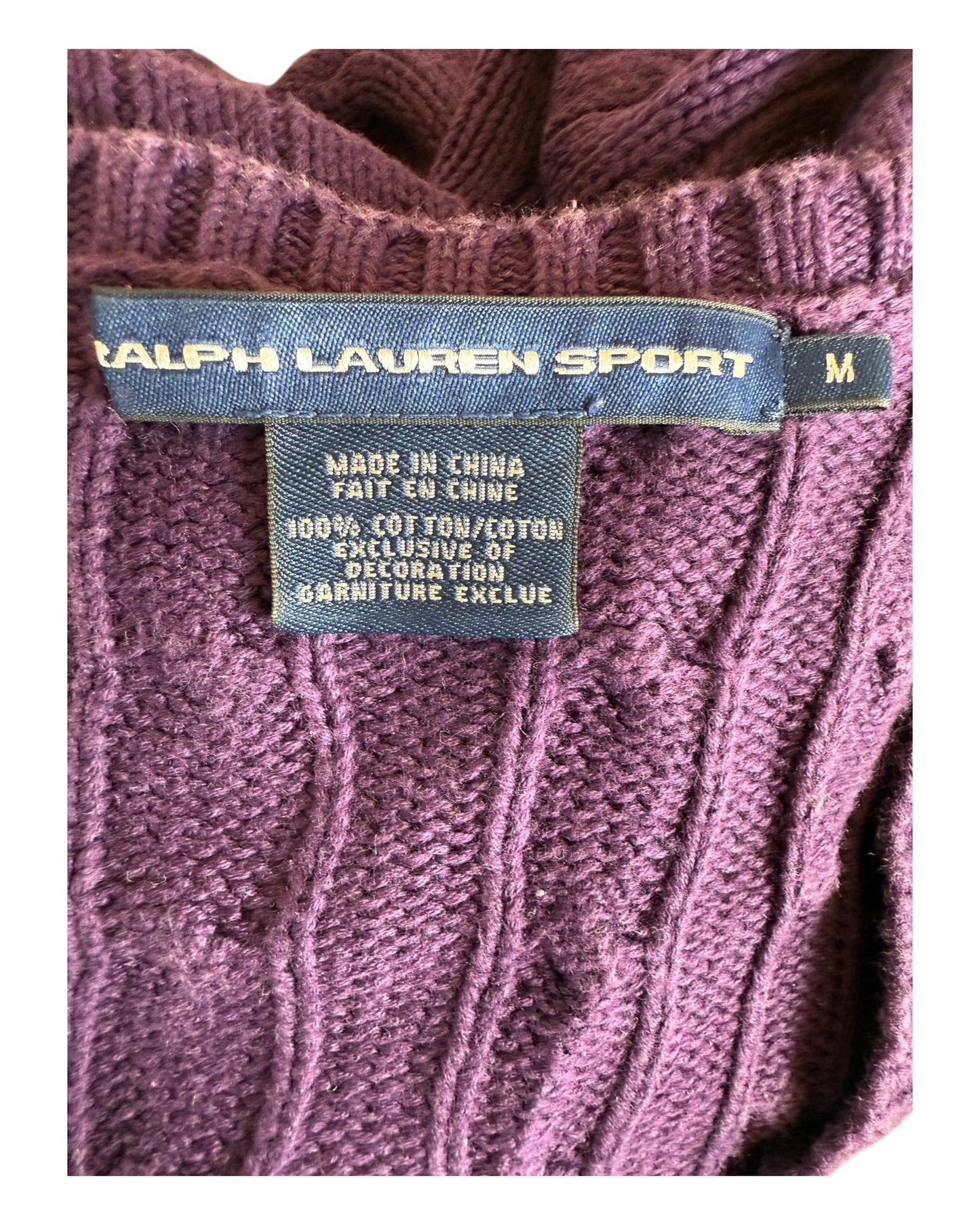 Polo Ralph Lauren Zopfmuster Pullover lila Größe M