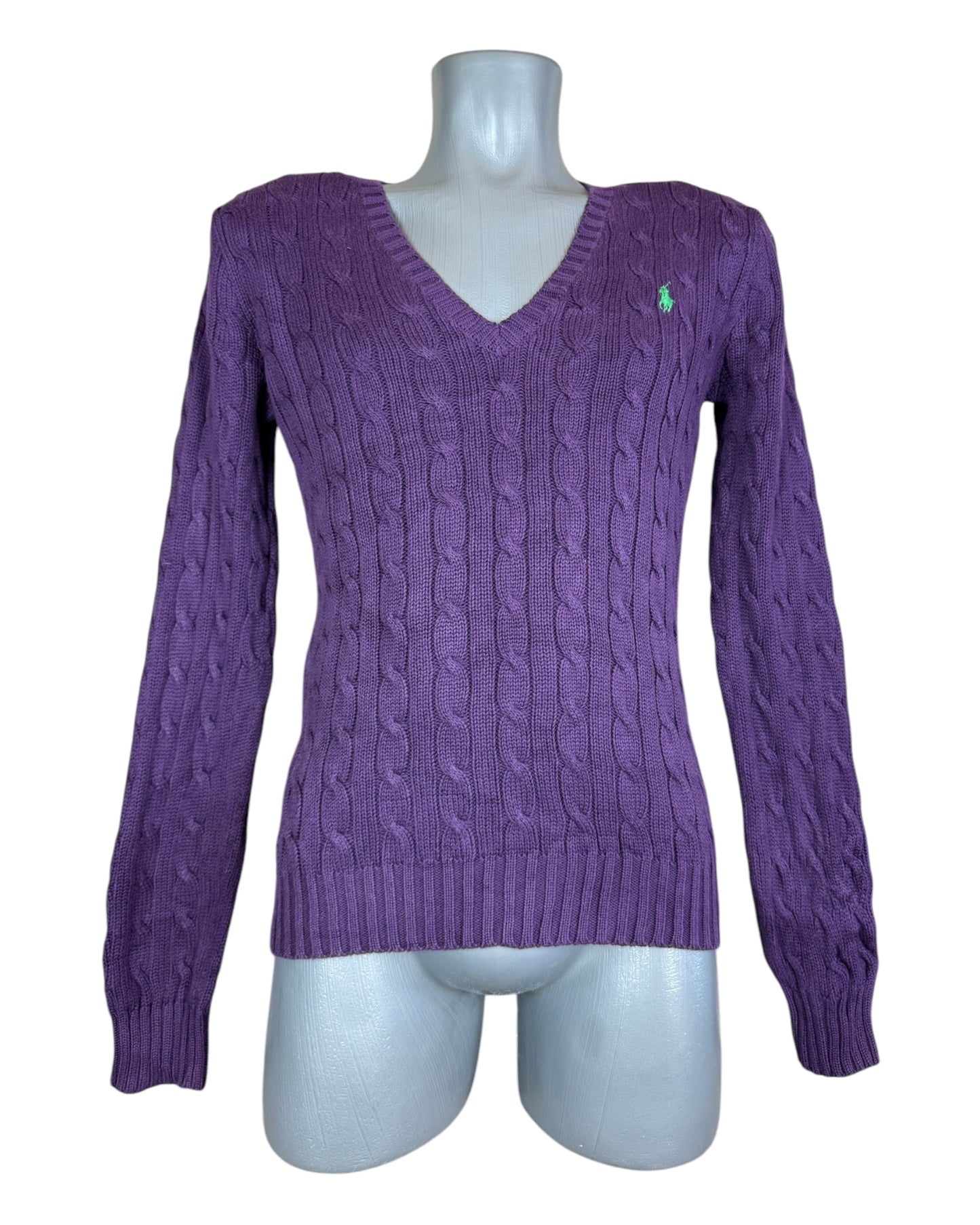 Polo Ralph Lauren Zopfmuster Pullover violett Größe L