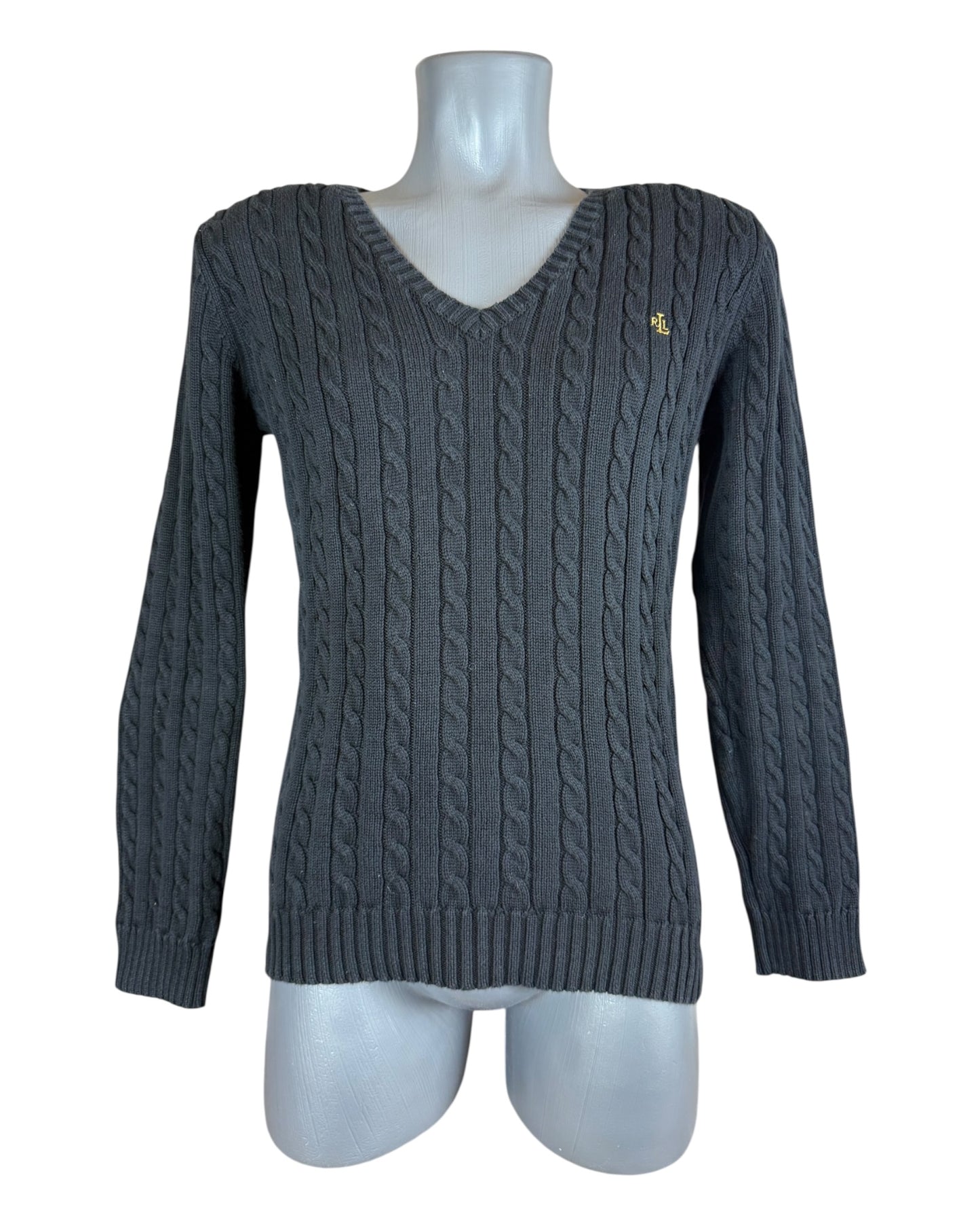 Polo Ralph Lauren Zopfmuster Pullover schwarz Größe M