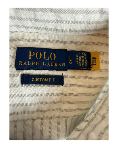 Polo Ralph Lauren Oxford Bluse grau weiß gestreift Größe L