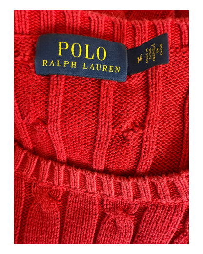 Polo Ralph Lauren Zopfmuster Pullover rot Größe M