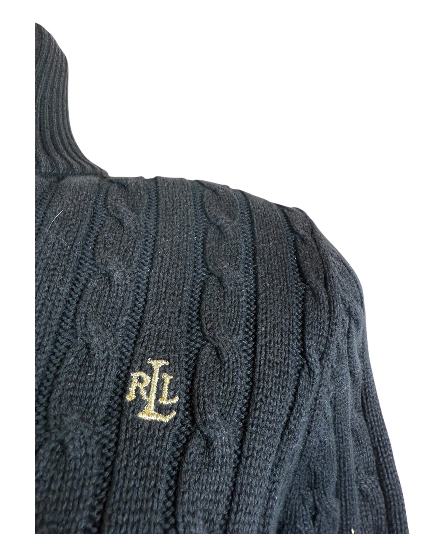 Polo Ralph Lauren Zopfmuster Strickjacke schwarz Größe S