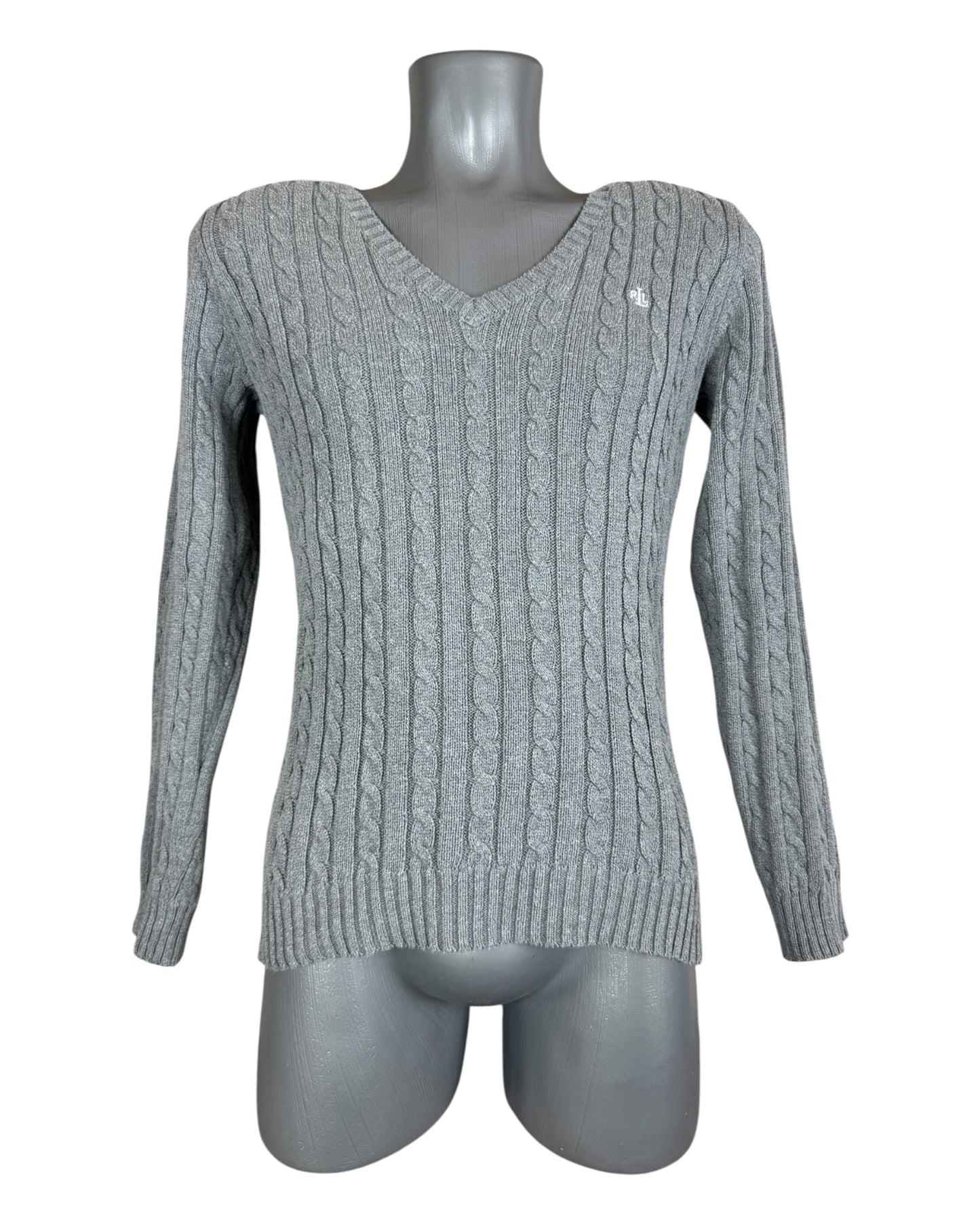Polo Ralph Lauren Zopfmuster Pullover grau Größe S