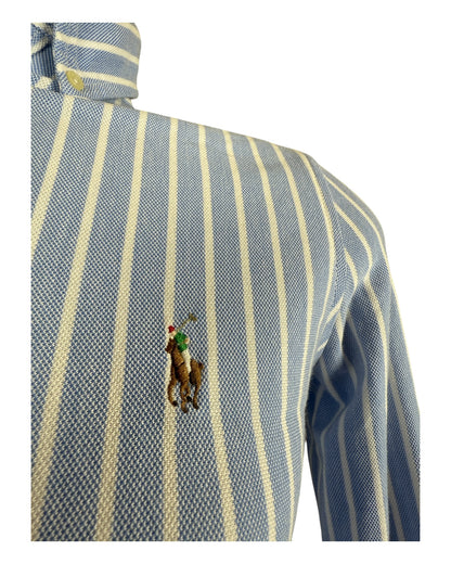 Polo Ralph Lauren Knit Oxford Bluse hellblau weiß gestreift Größe S