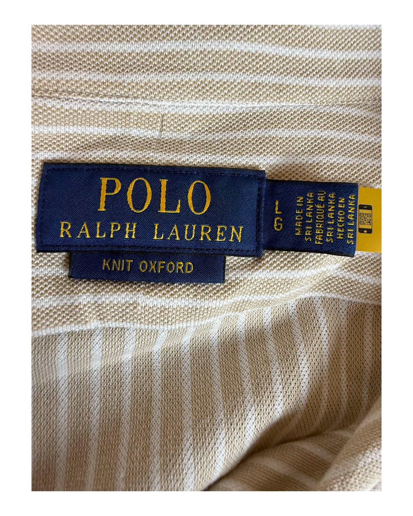Polo Ralph Lauren Knit Oxfordhemd beige weiß gestreift Größe L