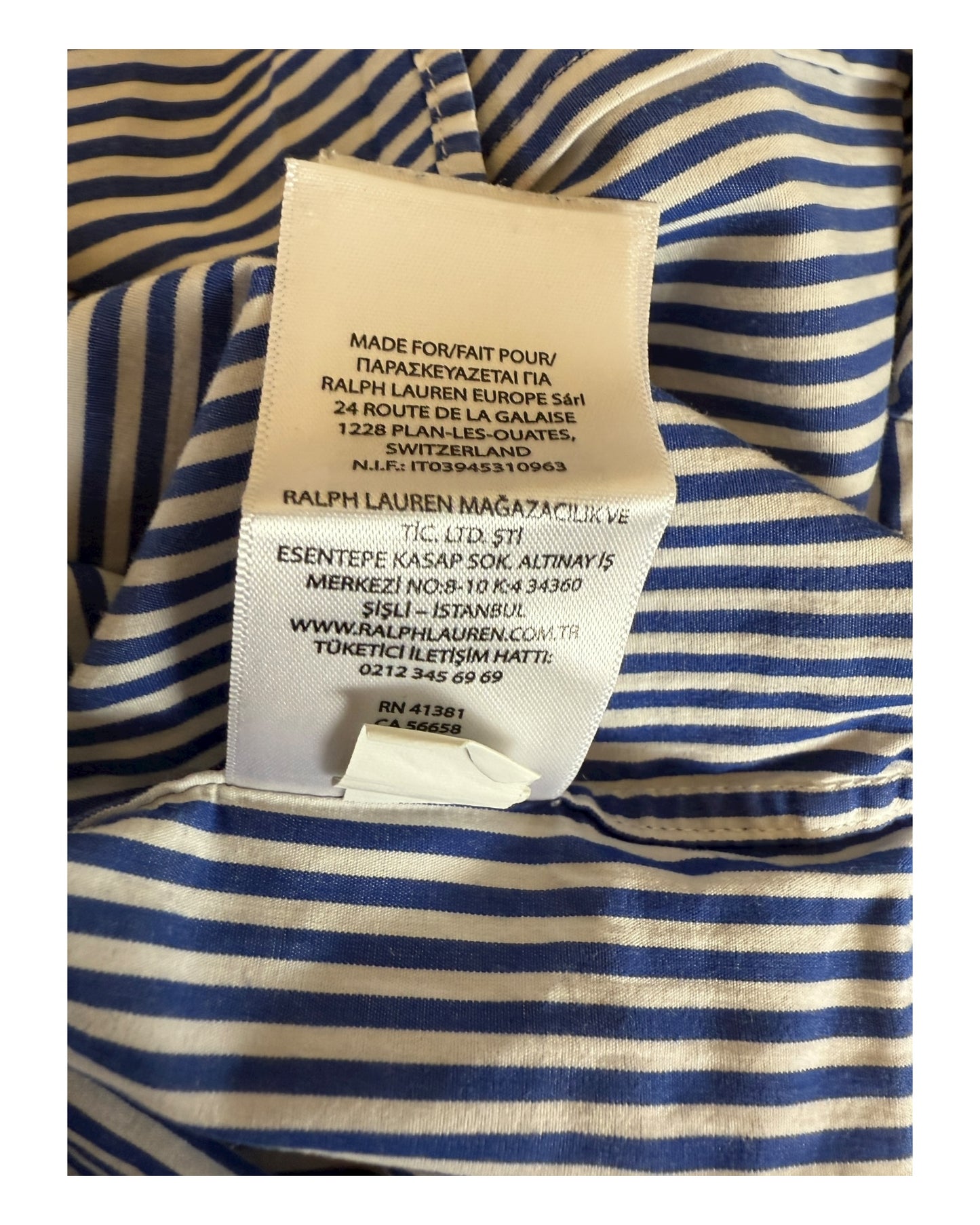 Polo Ralph Lauren Hemd blau weiß gestreift Größe L