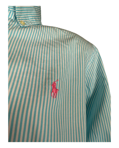 Polo Ralph Lauren Hemd türkis weiß gestreift Größe M