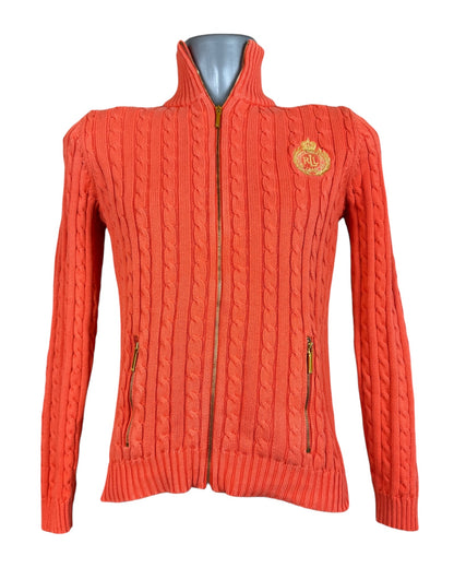 Polo Ralph Lauren Zopfmuster Strickjacke orange Größe S