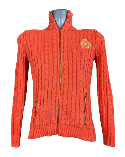 Polo Ralph Lauren Zopfmuster Strickjacke orange Größe S