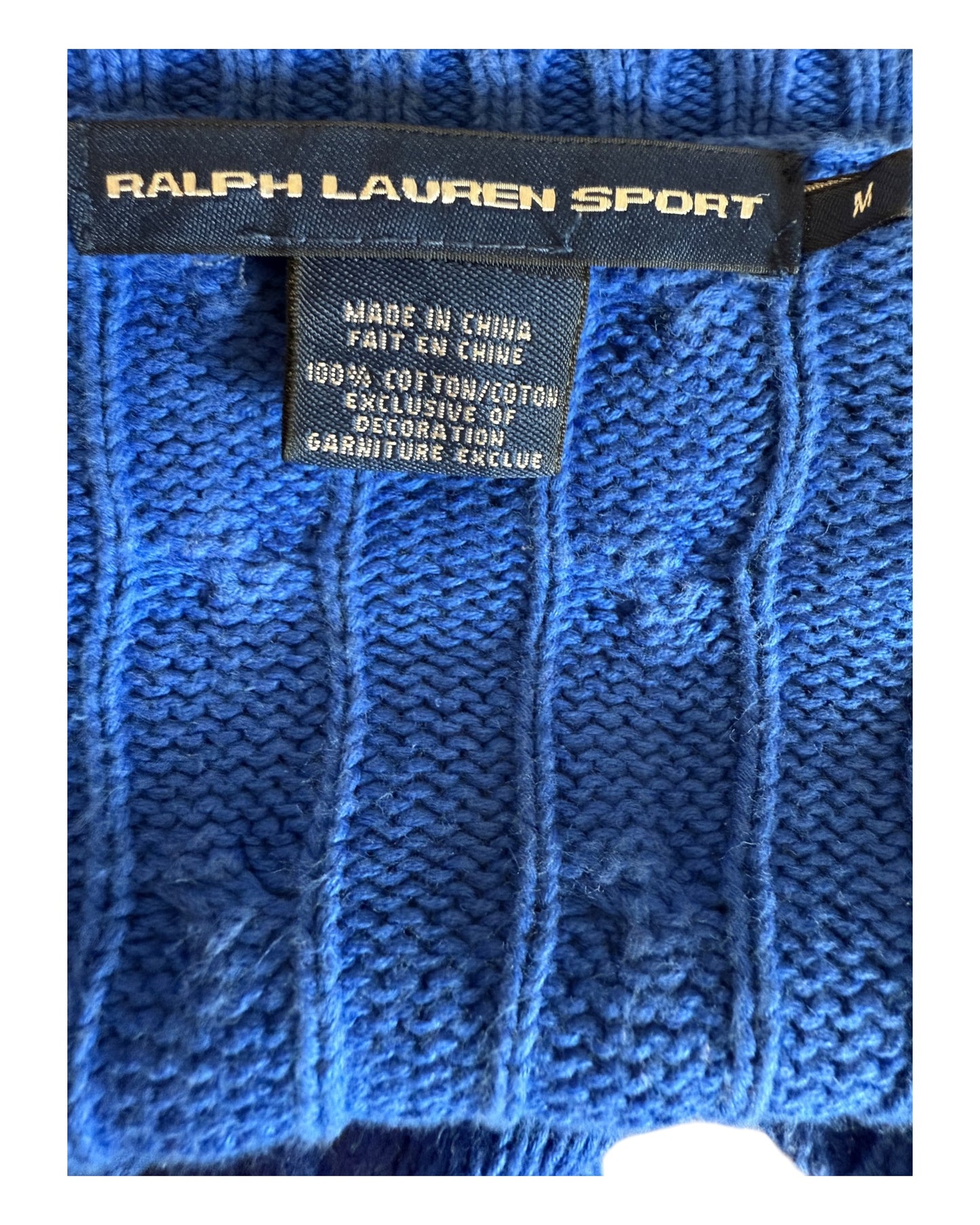 Polo Ralph Lauren Zopfmuster Pullover blau Größe M