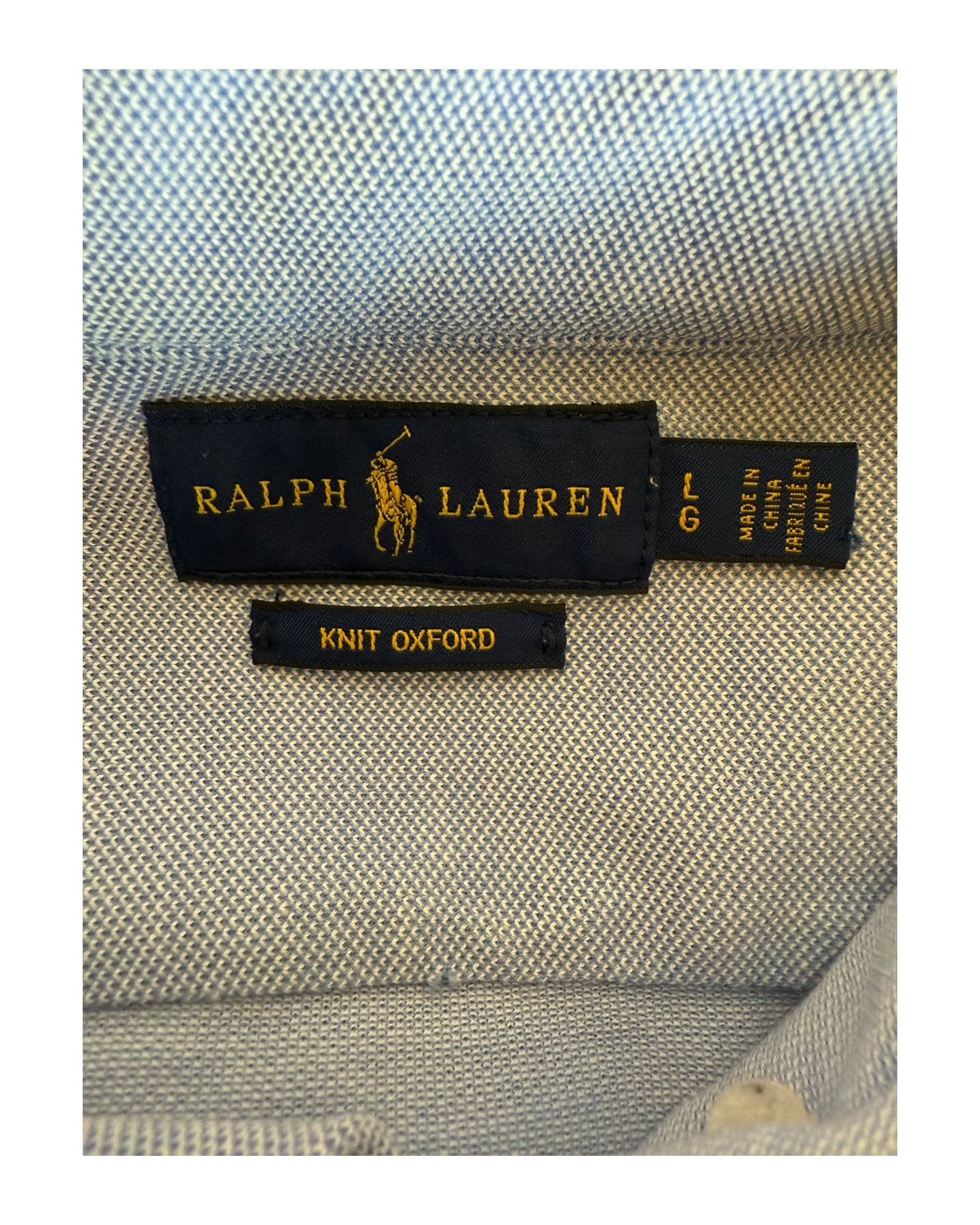 Polo Ralph Lauren Knit Oxford Bluse hellblau Größe L