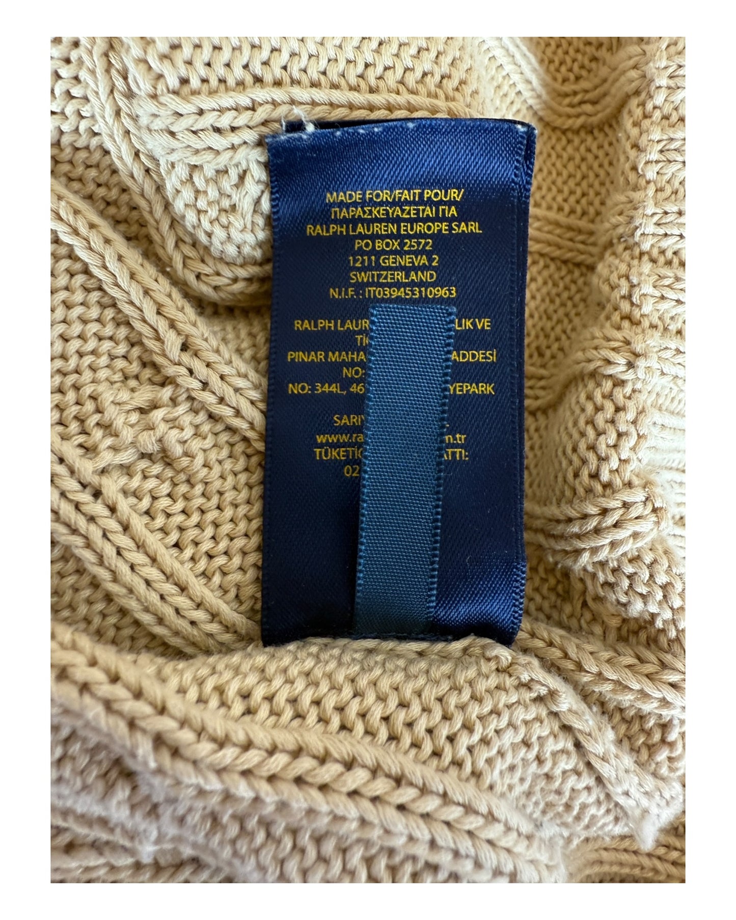 Polo Ralph Lauren Zopfmuster Pullover beige Größe S