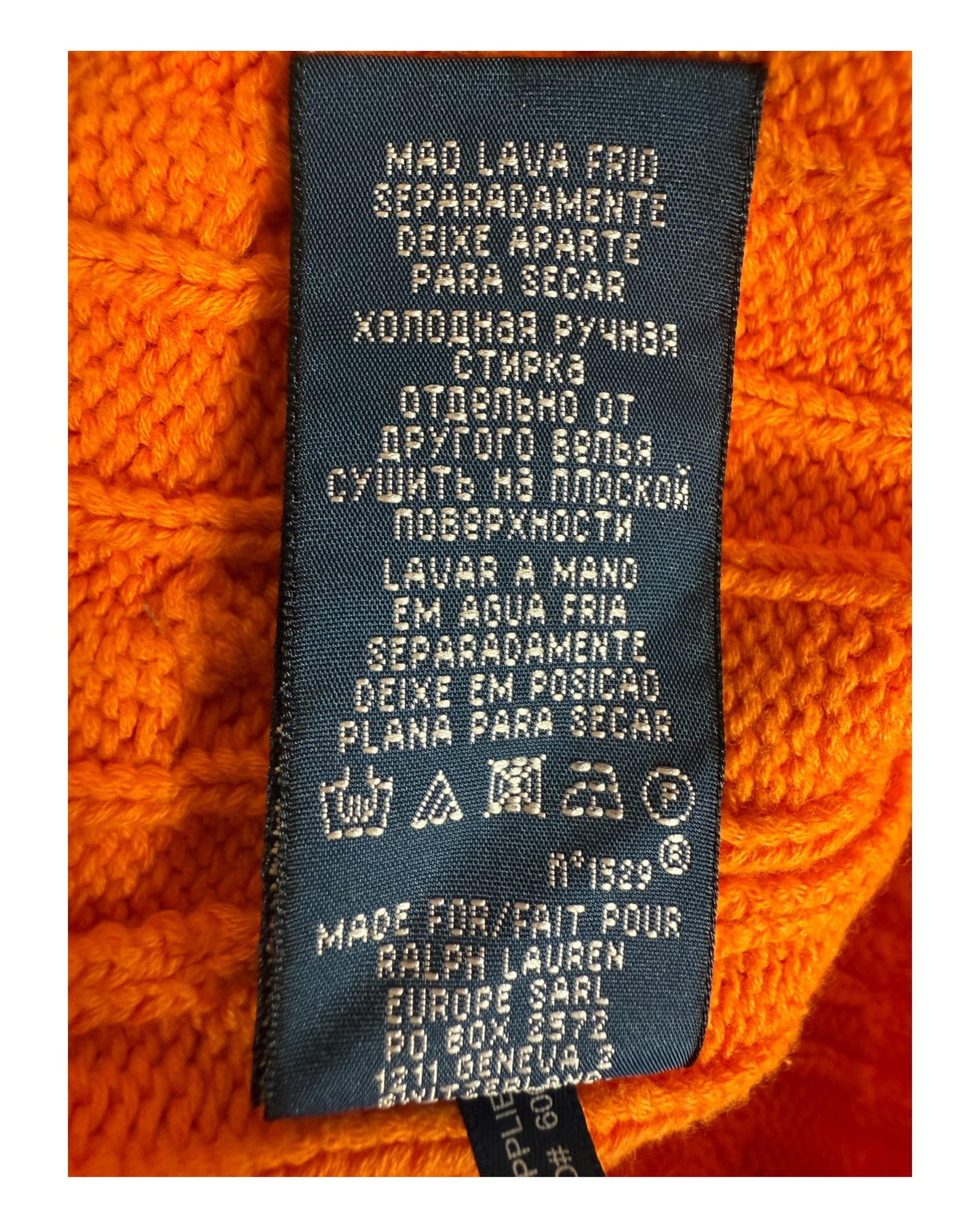 Polo Ralph Lauren Zopfmuster Pullover orange Größe S