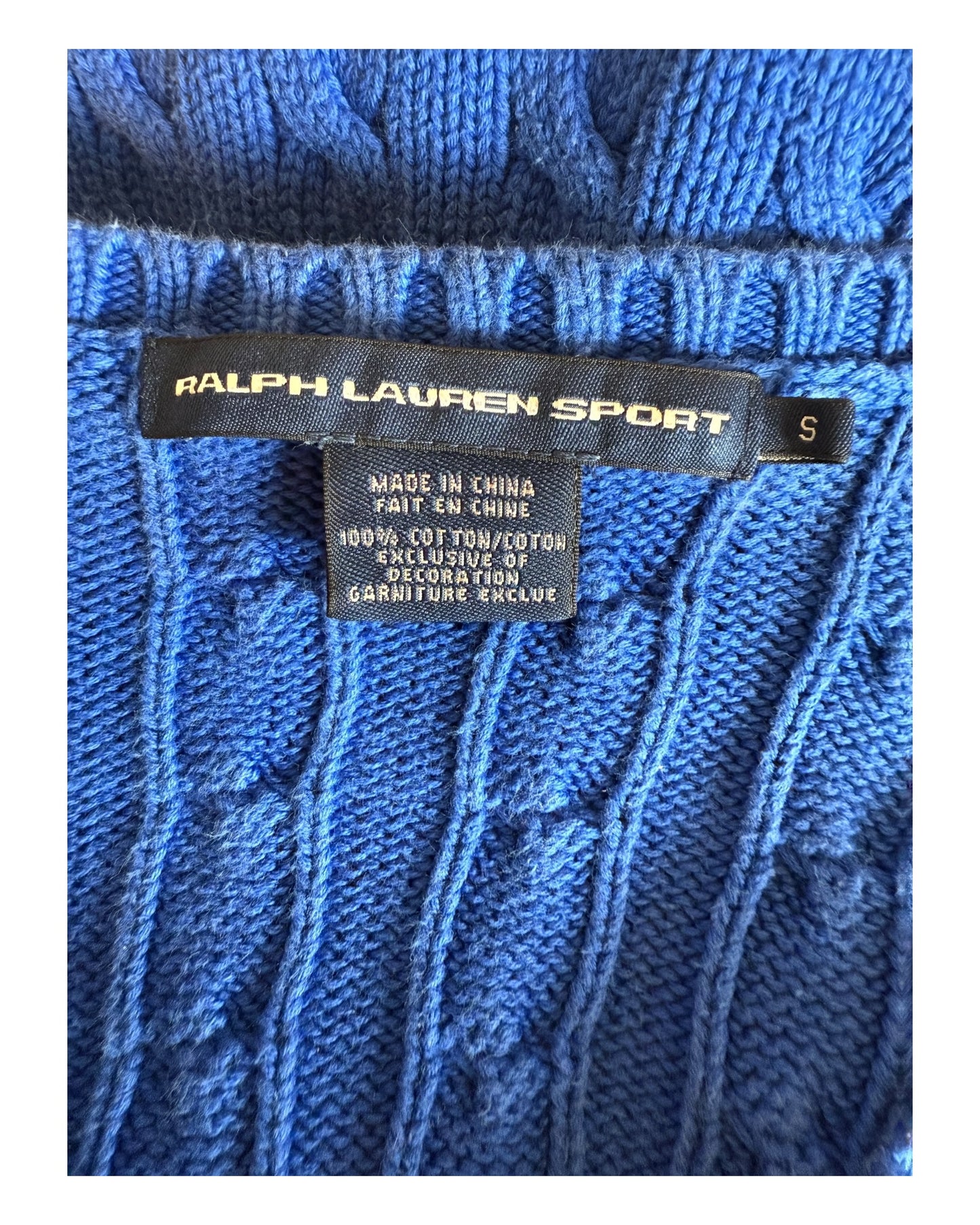 Polo Ralph Lauren Zopfmuster Pullover blau Größe S